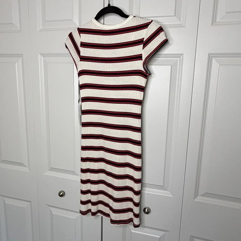 Robin Piccone Amy Striped Button Front Mini Dress XS Navy Red Preppy NWT